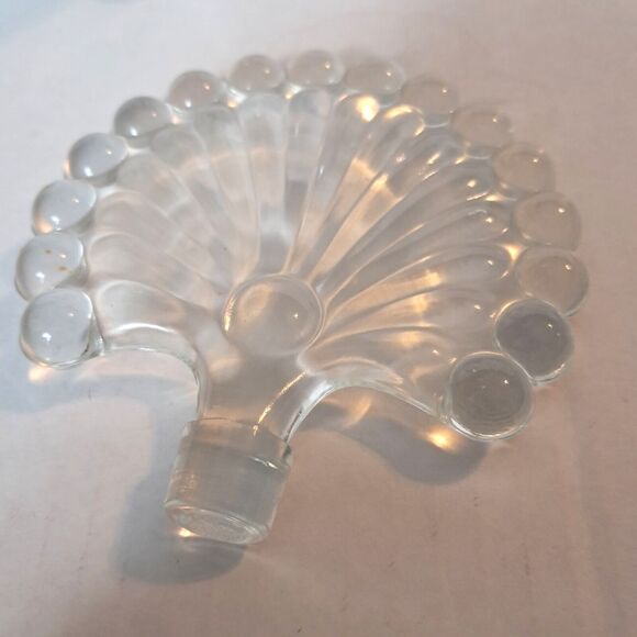 Perfume Bottle With Fan Stopper Vintage Large Clear Glass Footed 8" - Picture 5 of 10